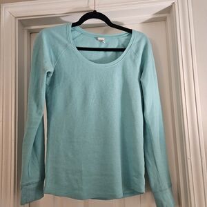 PINK Victoria's Secret Blue Fitted Long Sleeve T-Shirt